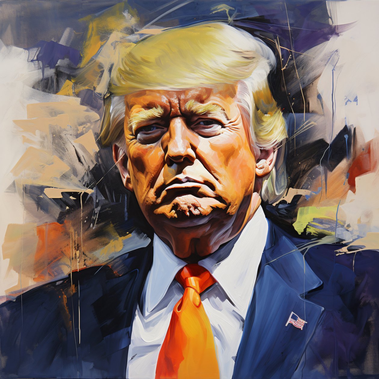 Pittura acrilica di Donald Trump, arte murale contemporanea, decorazione murale per ufficio da F. Abderrahim
