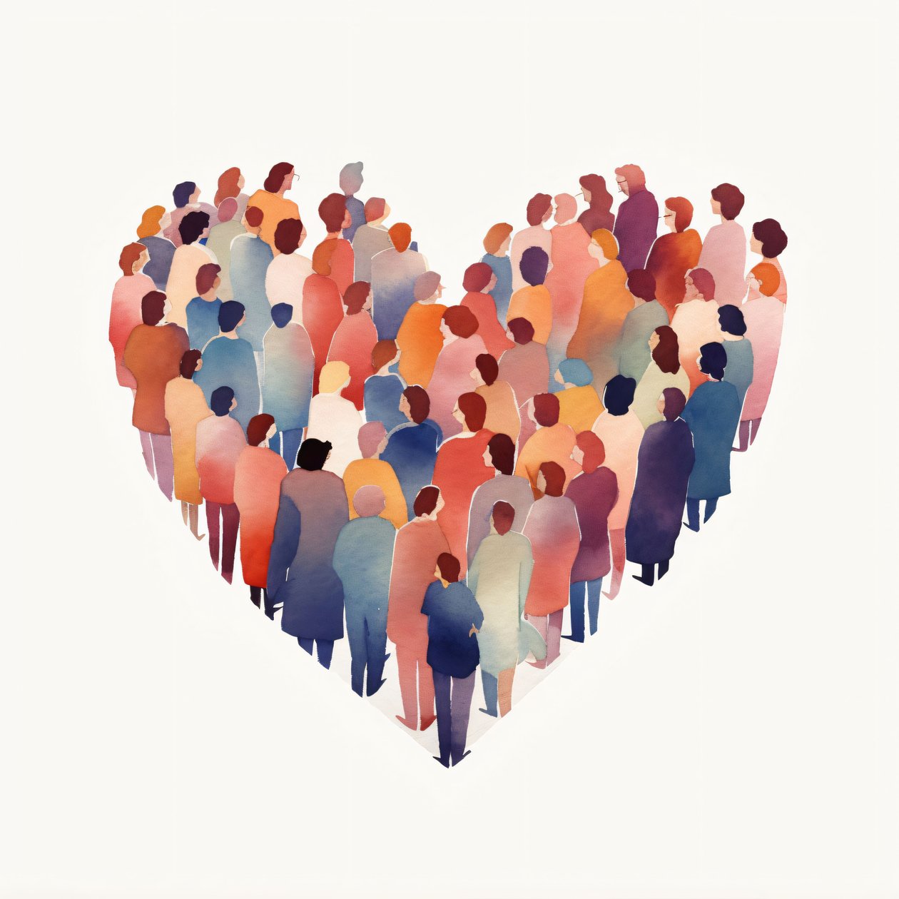 Persone insieme che guardano un oggetto a forma di cuore in Minimalismo, decorazione per la casa da parete da F. Abderrahim