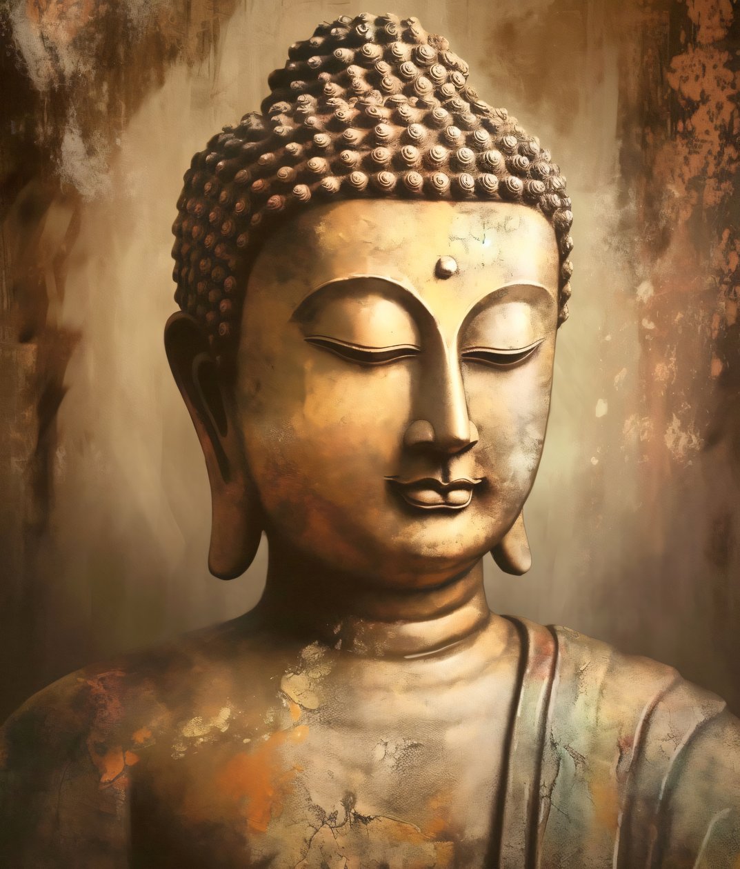 Buddha fotorealistico, un personaggio in meditazione, stampe su tela da F. Abderrahim