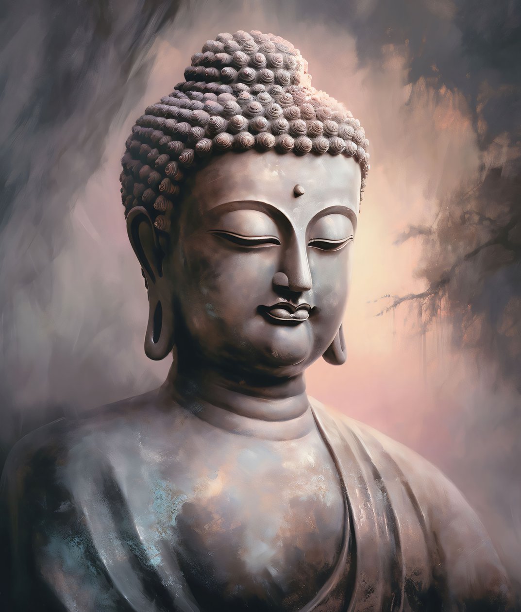 Ritratto di Buddha seduto in meditazione, decorazione spirituale da parete per la casa per la stampa da F. Abderrahim