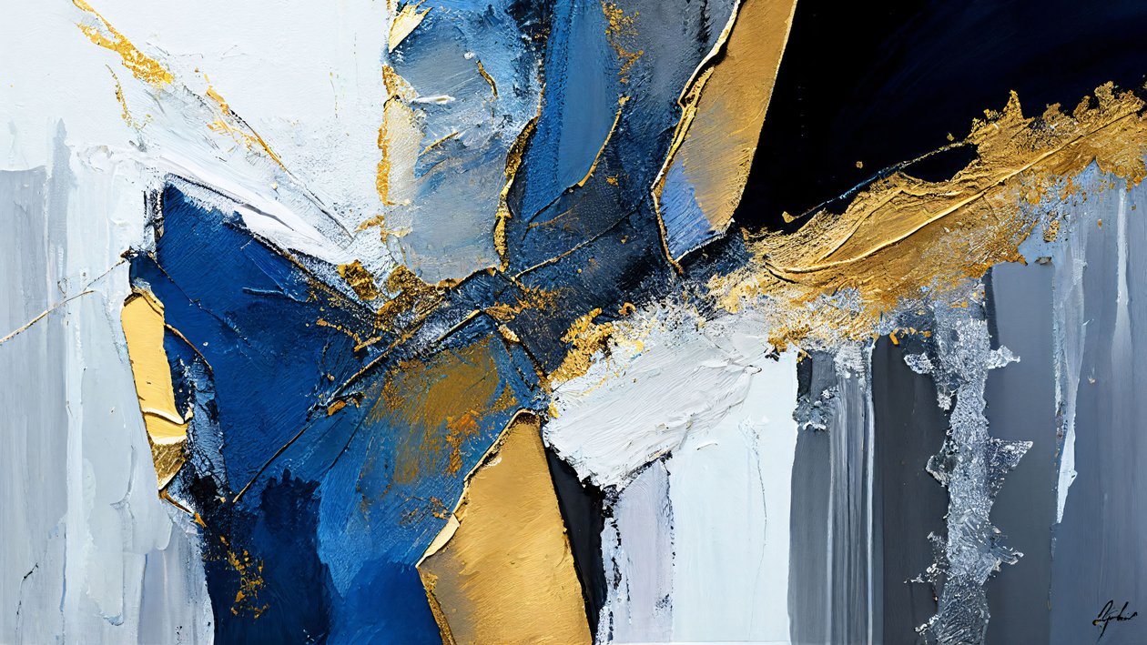 Pittura strutturata con pennellate spesse a strati, Arte digitale stampabile da F. Abderrahim