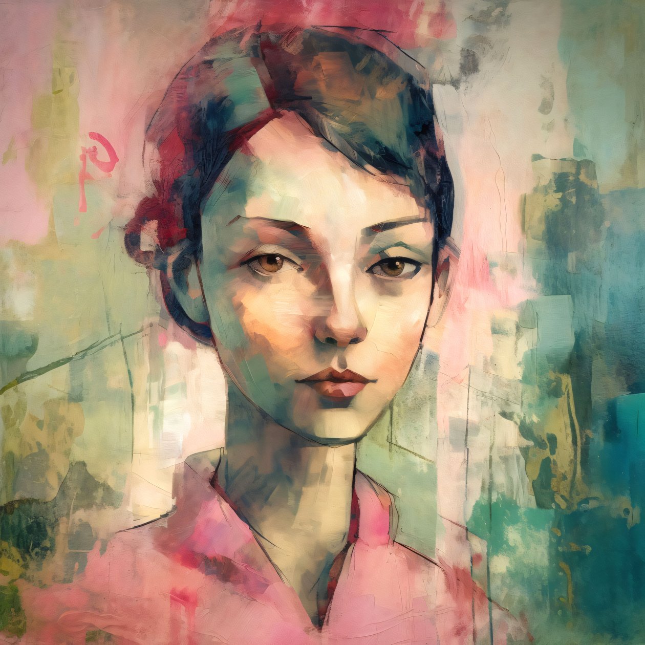 ritratto di giovane donna punk rosa maurice, decorazioni murali per qualsiasi stanza da F. Abderrahim