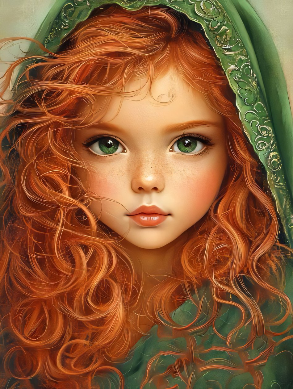 Bella ragazza con i capelli rossi, stampe su tela personalizzate online da F. Abderrahim