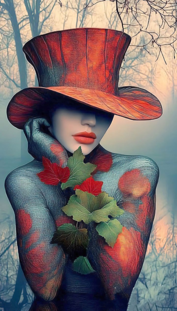 ragazza con cappello rosso, decorazioni murali e stampe su tela da F. Abderrahim