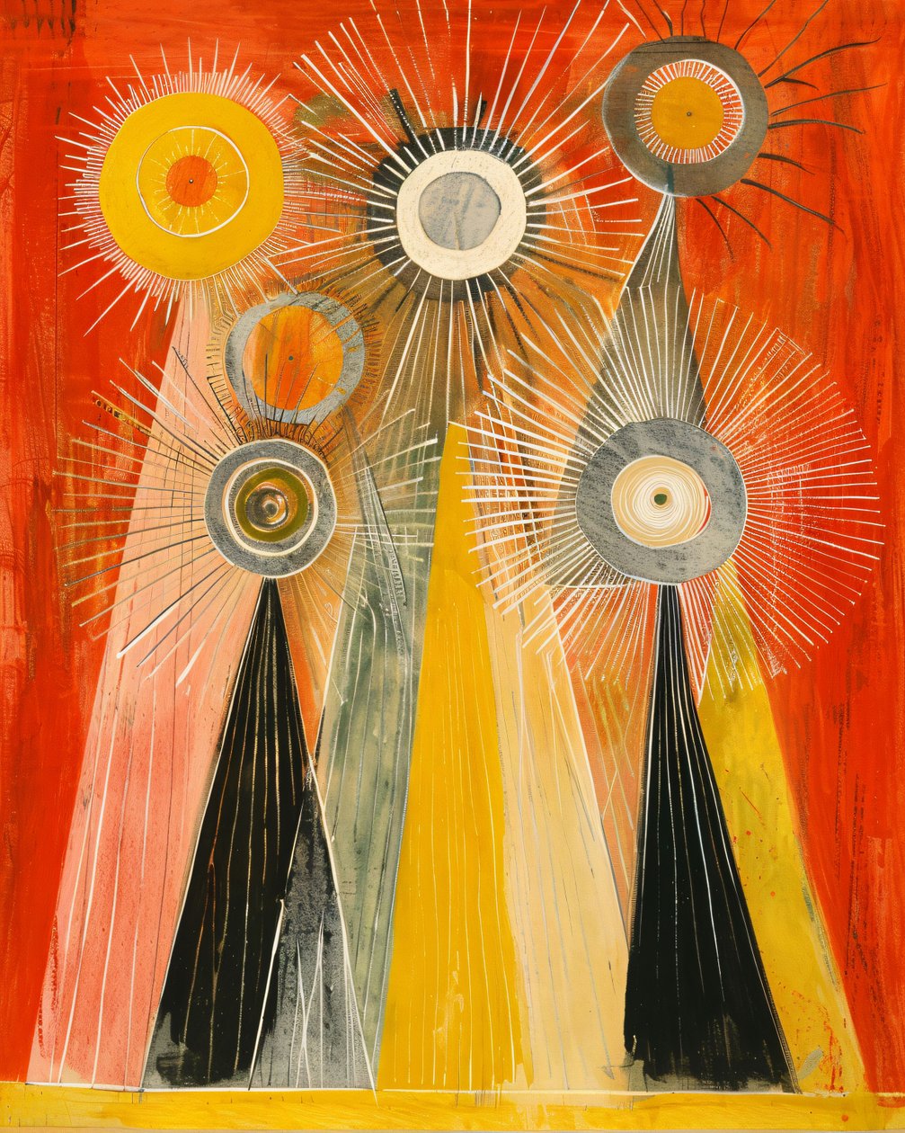 Pittura ad olio astratta Hilma af Klint ispirazione, stile mistico, decorazione murale classica da F. Abderrahim
