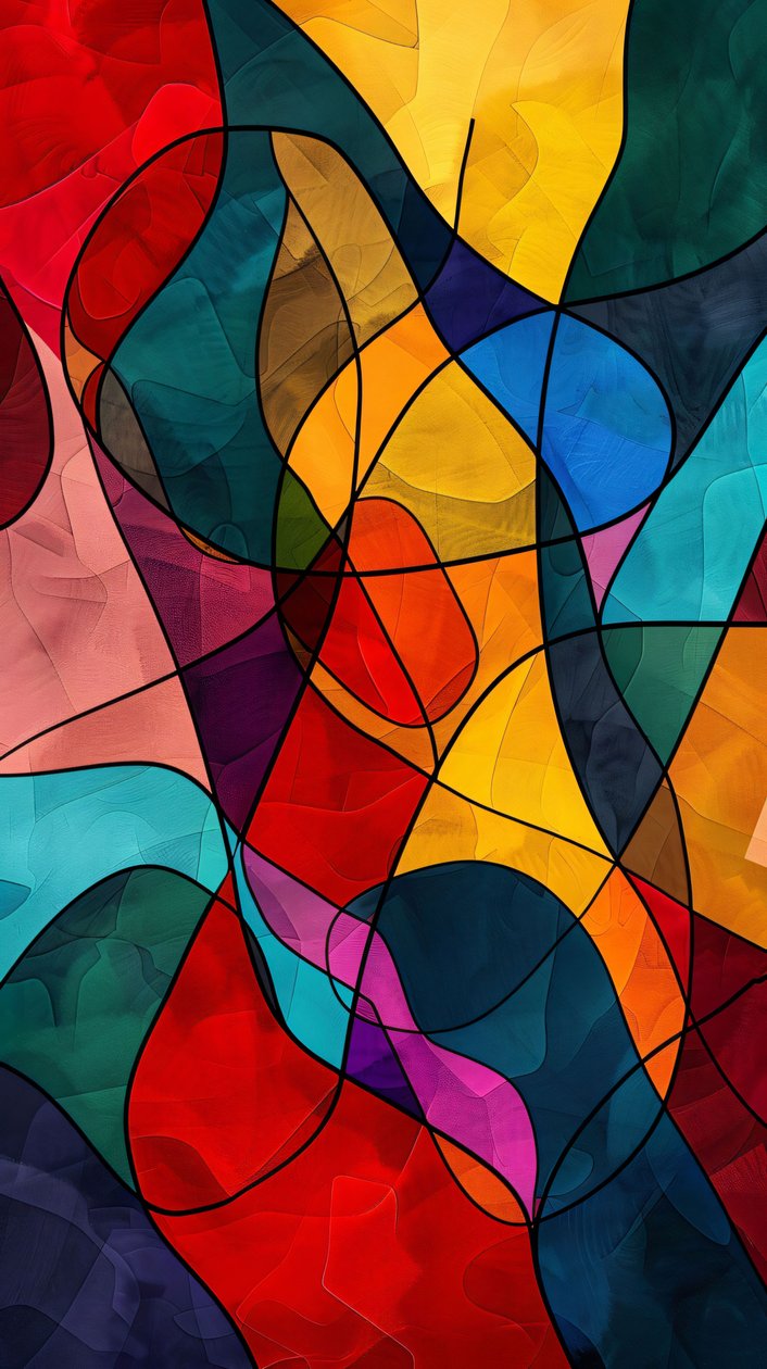 Vetrata astratta colorata, stile Picasso vinicunca, decorazione murale per qualsiasi stanza da F. Abderrahim