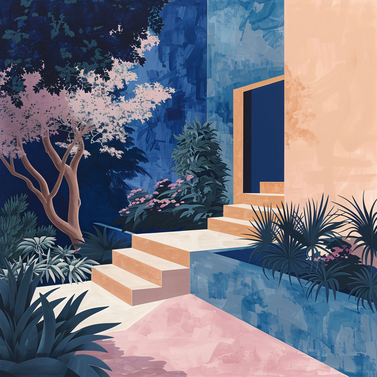 Giardino minimalista in vibrante semplicità, stampe su tela personalizzate online da F. Abderrahim