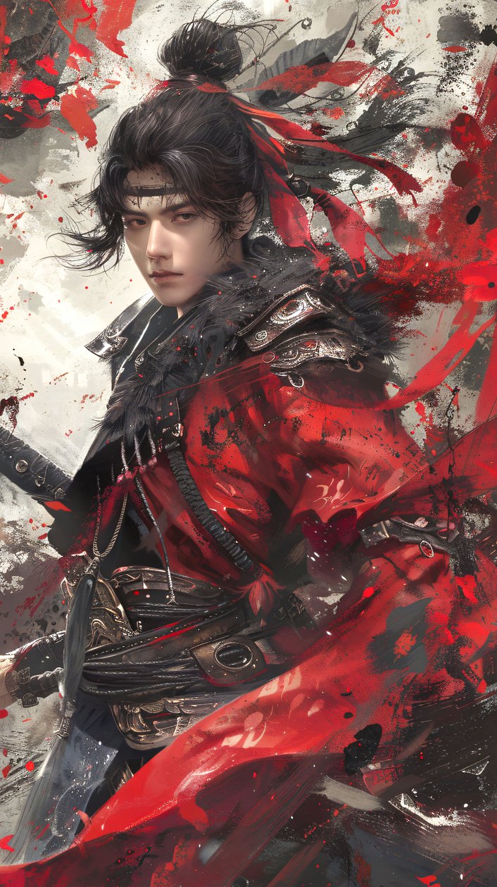 samurai in stile graffiti selvaggi, decorazione murale per la stanza | stampa su richiesta da F. Abderrahim