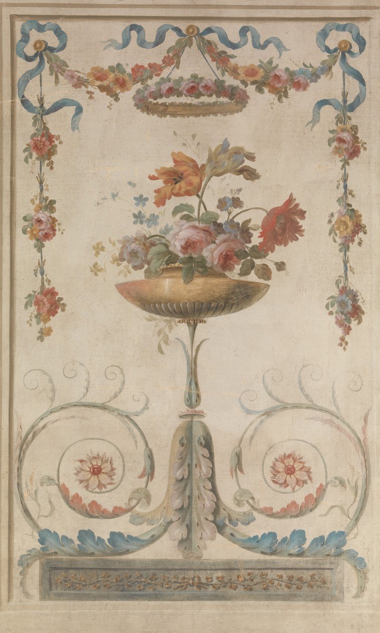 Vaso di fiori su volute fogliate, 1770-90 da 18th century . French Painter