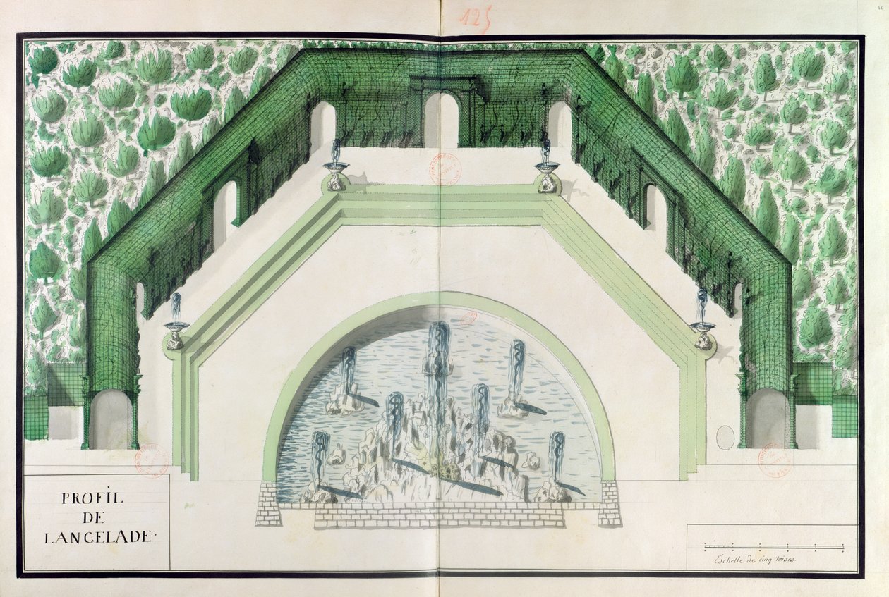 Ms 130740 Progetto per il Bacino di Encelado a Versailles da A. and Marsy, G. and B. Le Notre