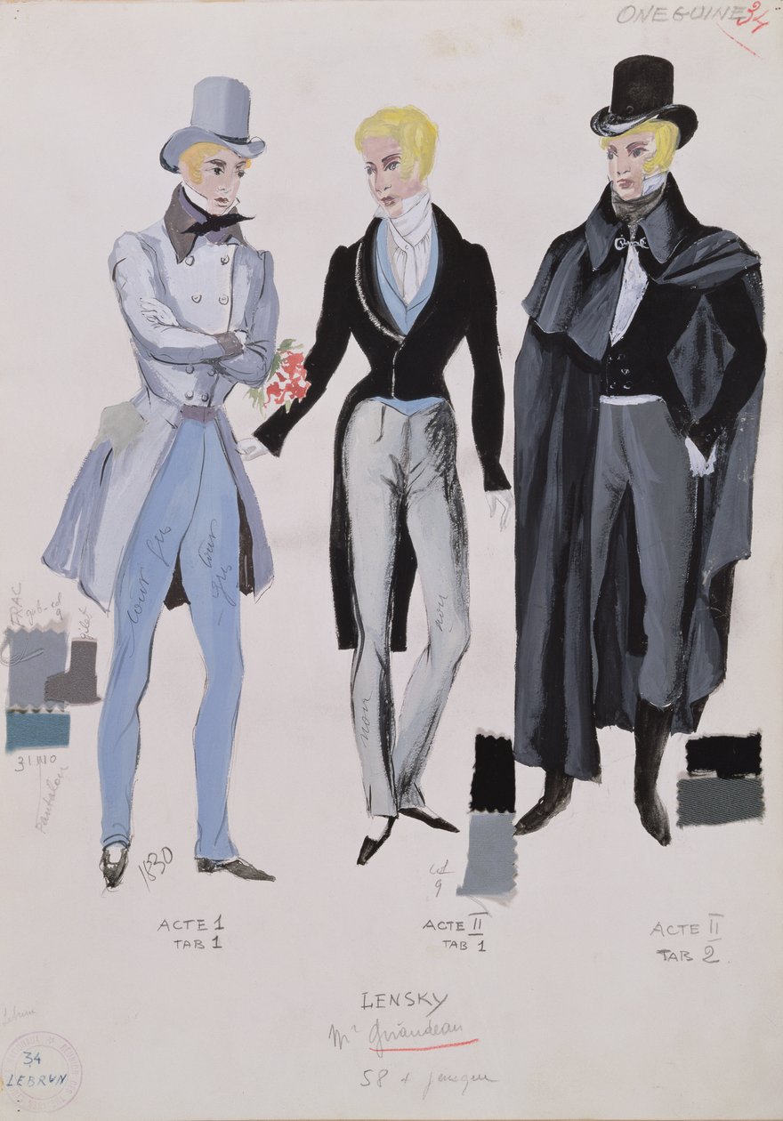 Lensky, costumi degli atti I, II e III dell