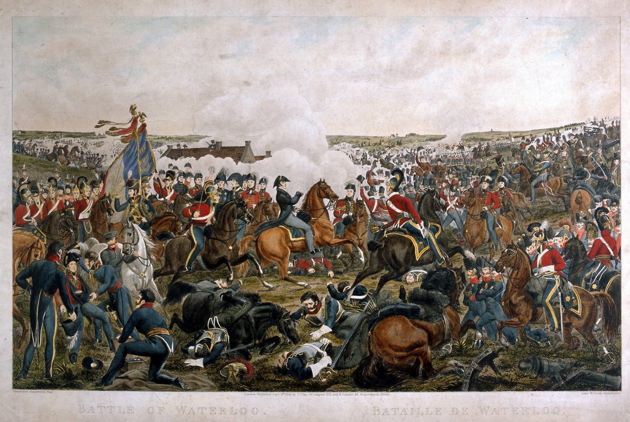 Battaglia di Waterloo, 1815, inciso da J.A. Cook, 1816 da A. Sauerweld