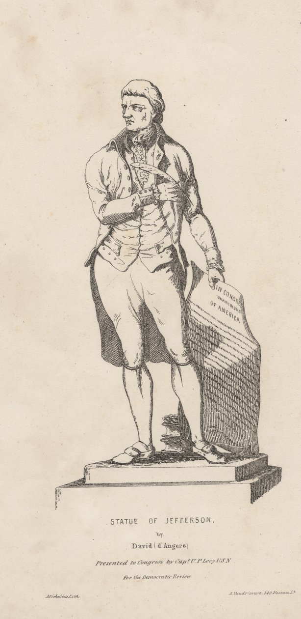 Statua di Jefferson, litografia di David Michelin, 1840 da A. de Vaudricourt