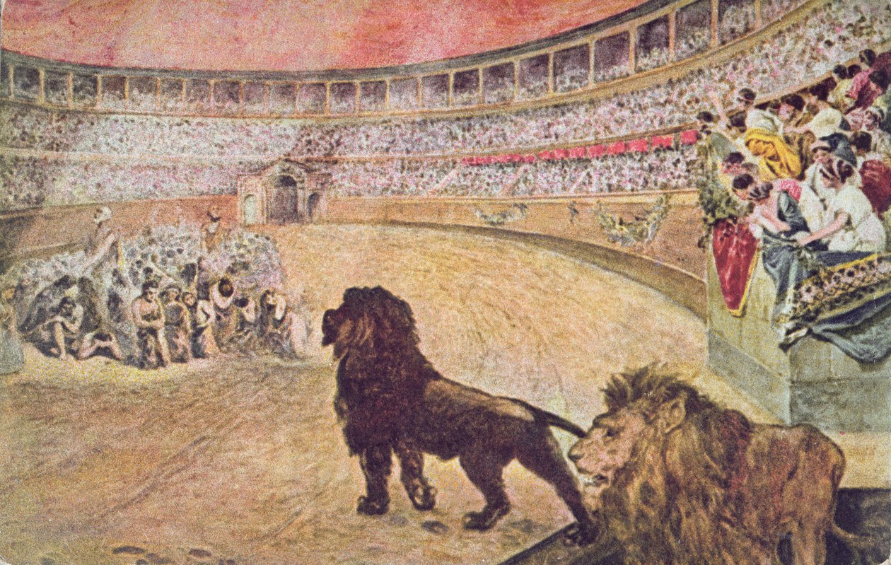 Cartolina raffigurante martiri cristiani nell
