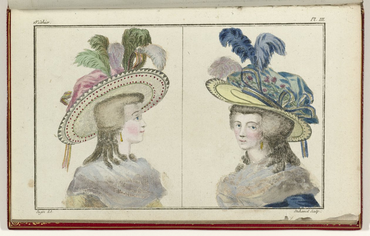 Cabinet des Modes ou les Modes Nouvelles, 1 Agosto 1786, pl. III da A.B. Duhamel