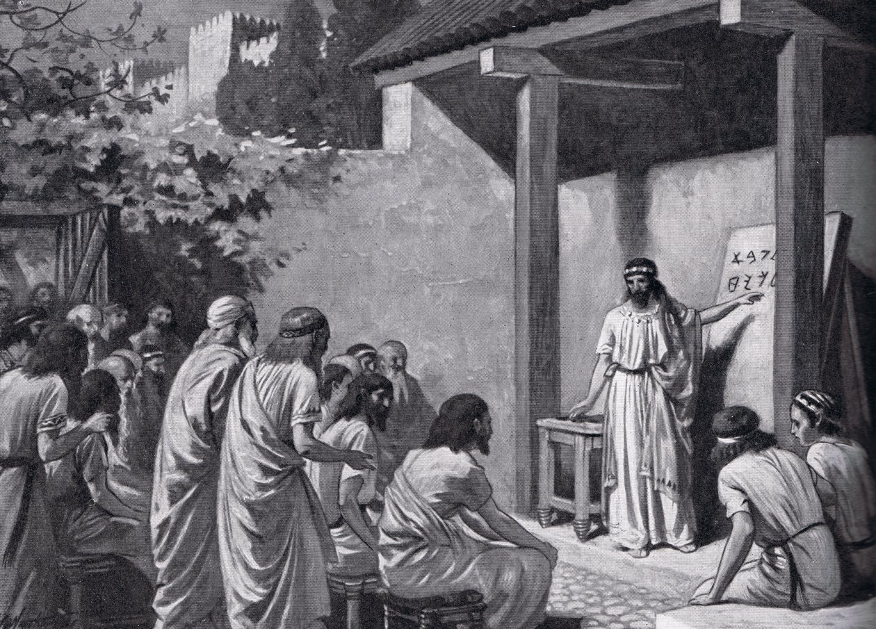 Cadmo dà ai Greci un alfabeto, illustrazione da 