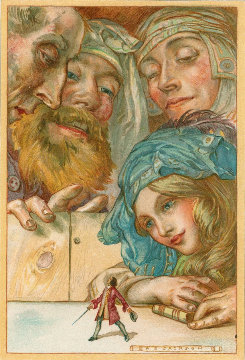 Scena dai Viaggi di Gulliver di Jonathan Swift, 1911 da AE Jackson