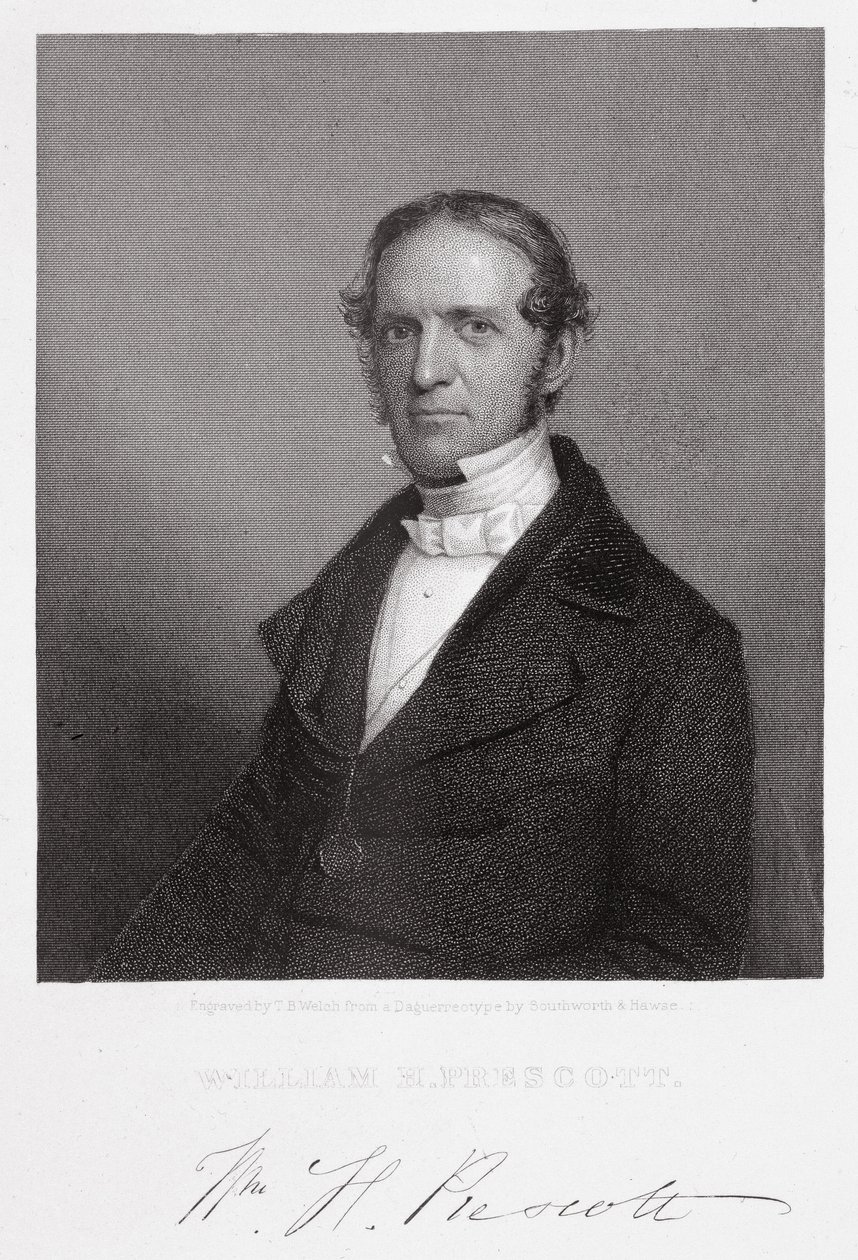 William Hickling Prescott, inciso da Thomas B. Welch (1814-74) da un dagherrotipo da A.S. and Hawes, J. Southworth