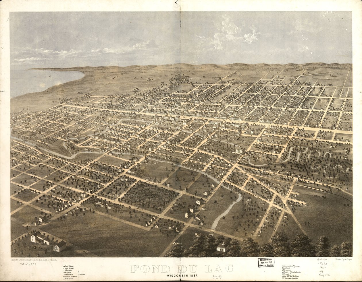 Fond du Lac, Wisconsin 1867. LOC 73694539 da A.; Chicago Lithographing Co. Ruger