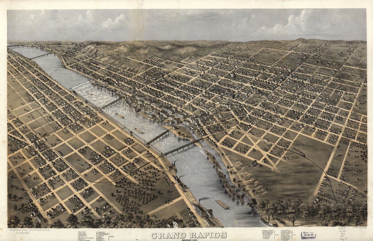 Grand Rapids, Michigan 1868. LOC 73693428 da A.; Chicago Lithographing Co. Ruger