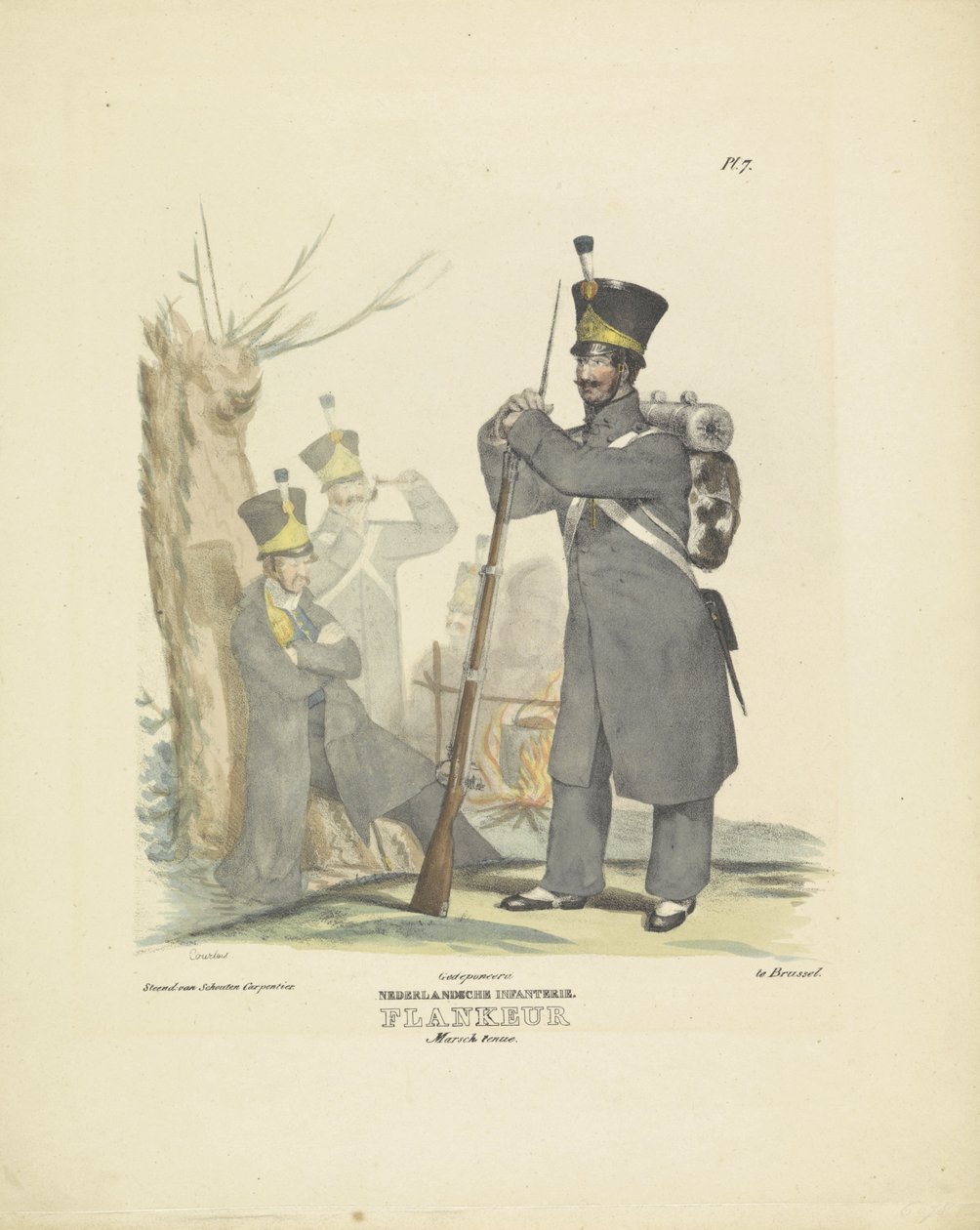 Fiancheggiatore in tenuta da marcia, 1820-1825 da A. Courtois