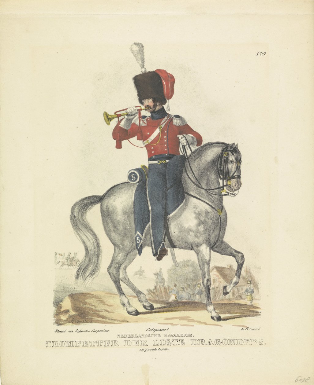 Trombettiere in uniforme completa, 1820-1825 da A. Courtois