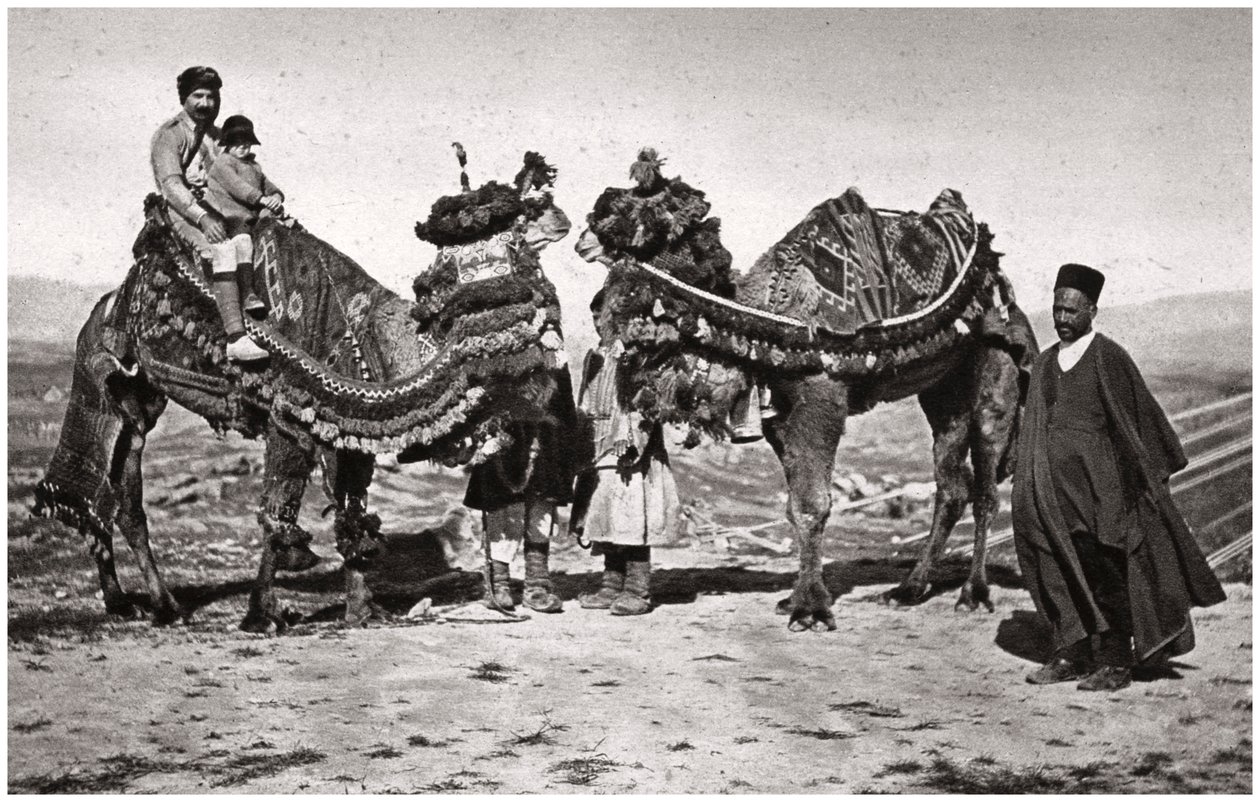 Pellegrini con i loro cammelli in viaggio verso Karbala, Iraq, 1925 da A. Kerim