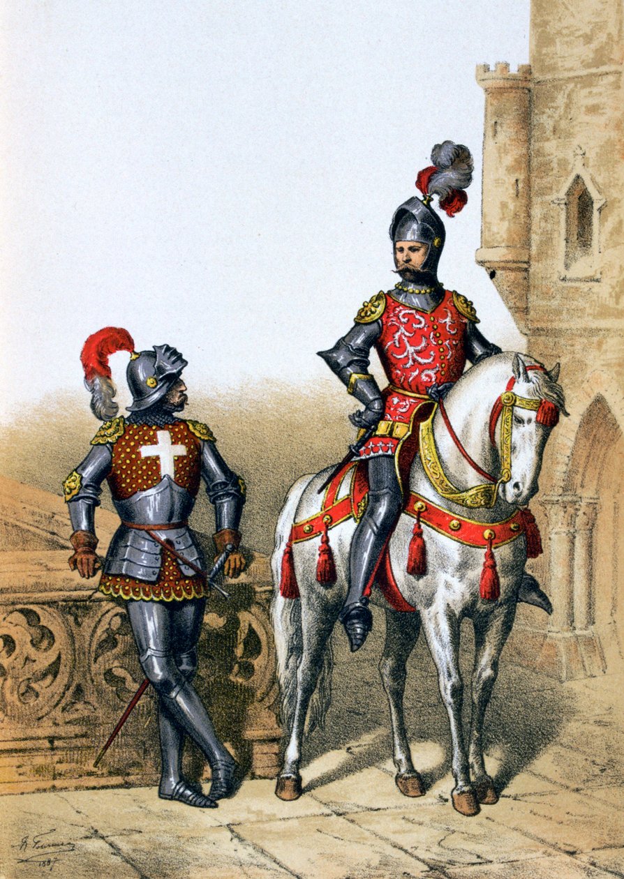Capitano degli arcieri a Parigi e un cavaliere, XV secolo, 1887 da A. Lemercier