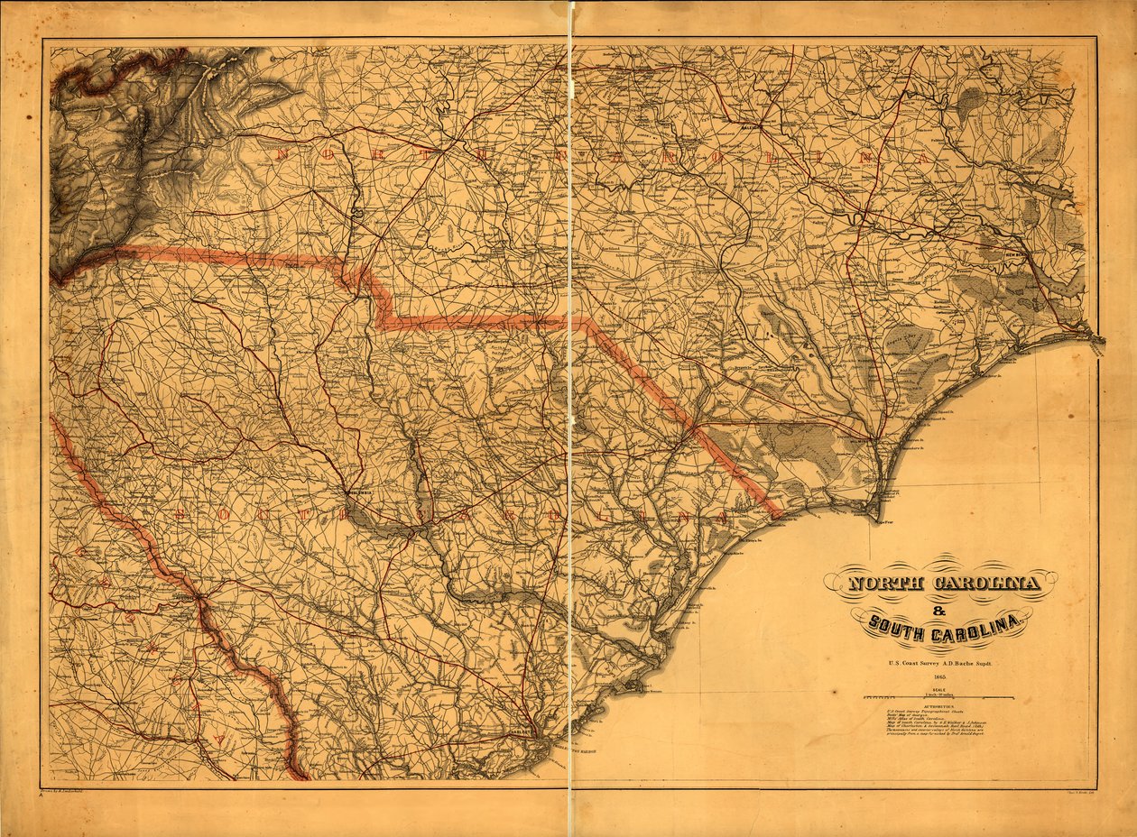 633.600. LC Civil War Maps (2nd ed.), 305a.4 Mappa generale. Le autorità utilizzate per la realizzazione della mappa sono elencate sotto il titolo. I nomi degli stati, i confini e le ferrovie sono sovrastampati in rosso. Descrizione derivata dalla bibliogr da A. Lindenkohl