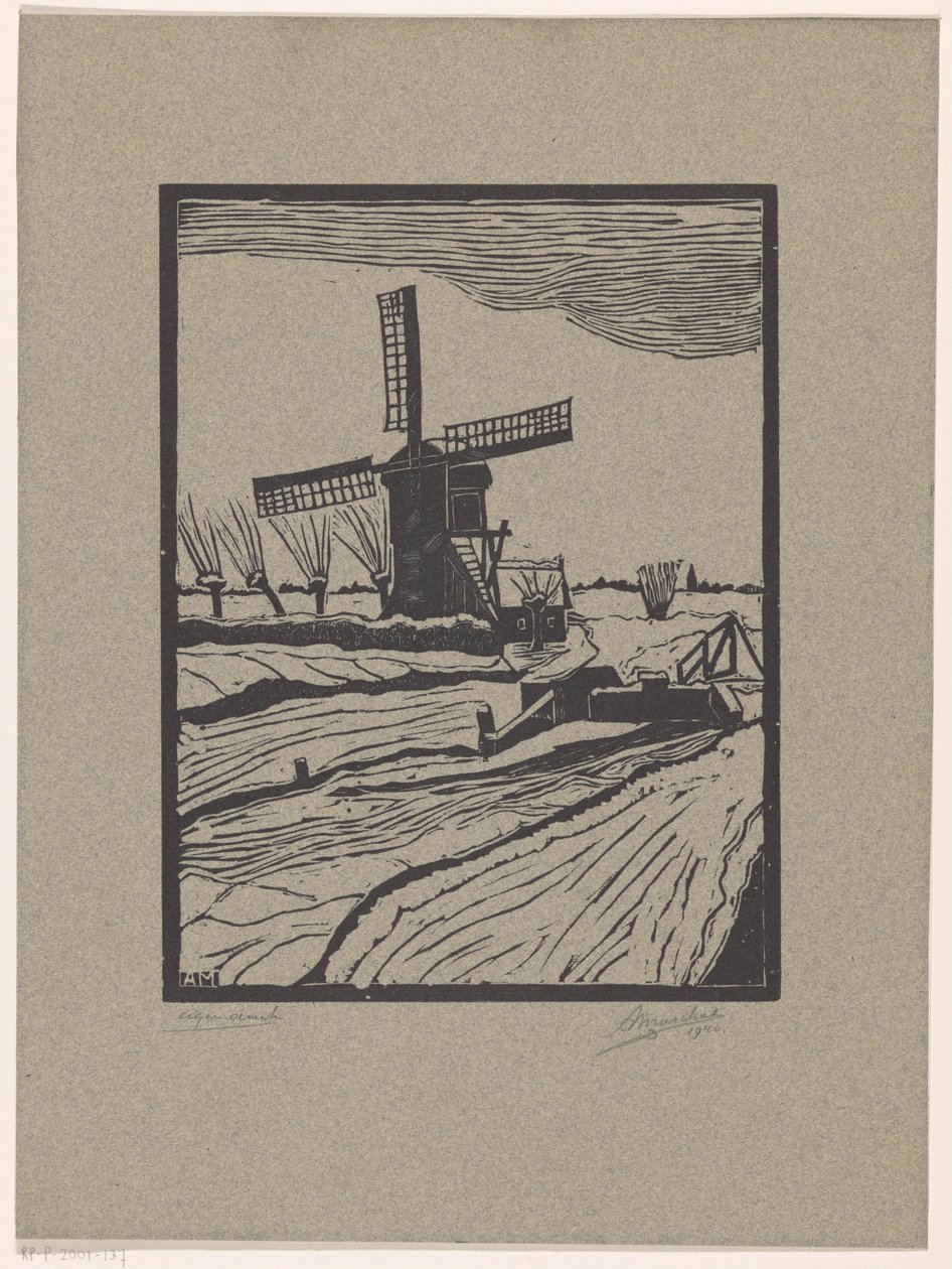 Paesaggio invernale con mulino da A. Marchal
