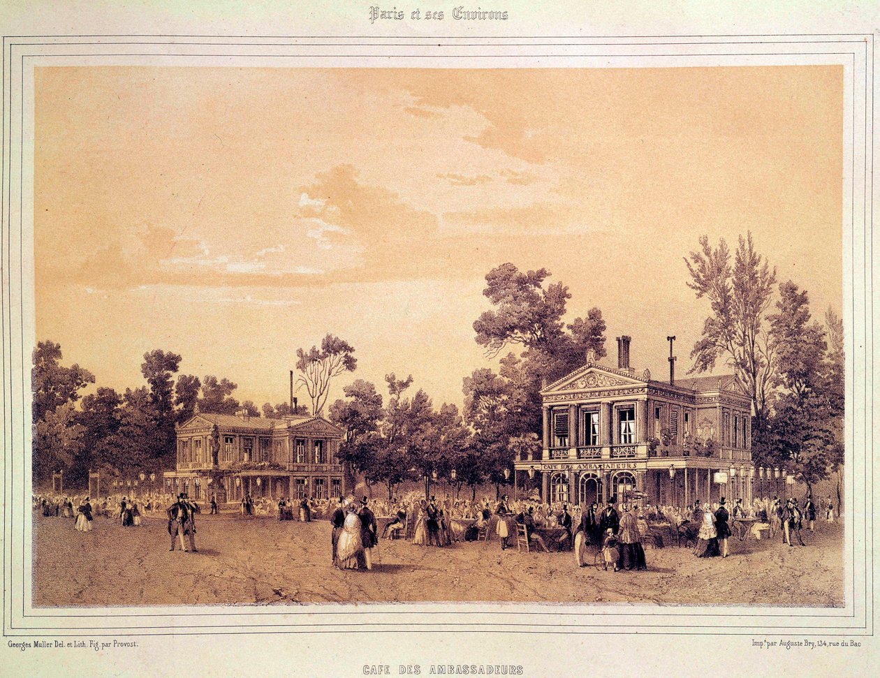 Vista del Café des Ambassadeurs sugli Champs Elysées a Parigi da A Provost