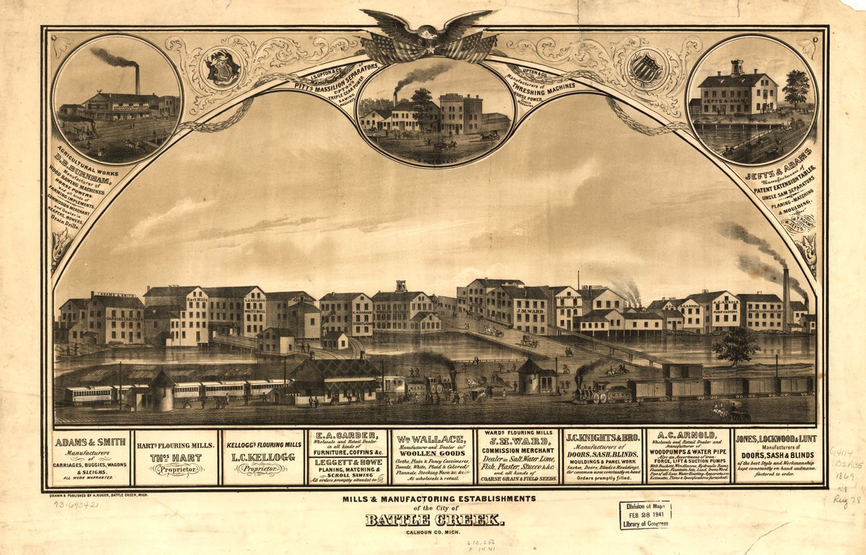 Mulini e stabilimenti produttivi della città di Battle Creek, Calhoun Co., Mich. LOC 73693421 da A. Ruger