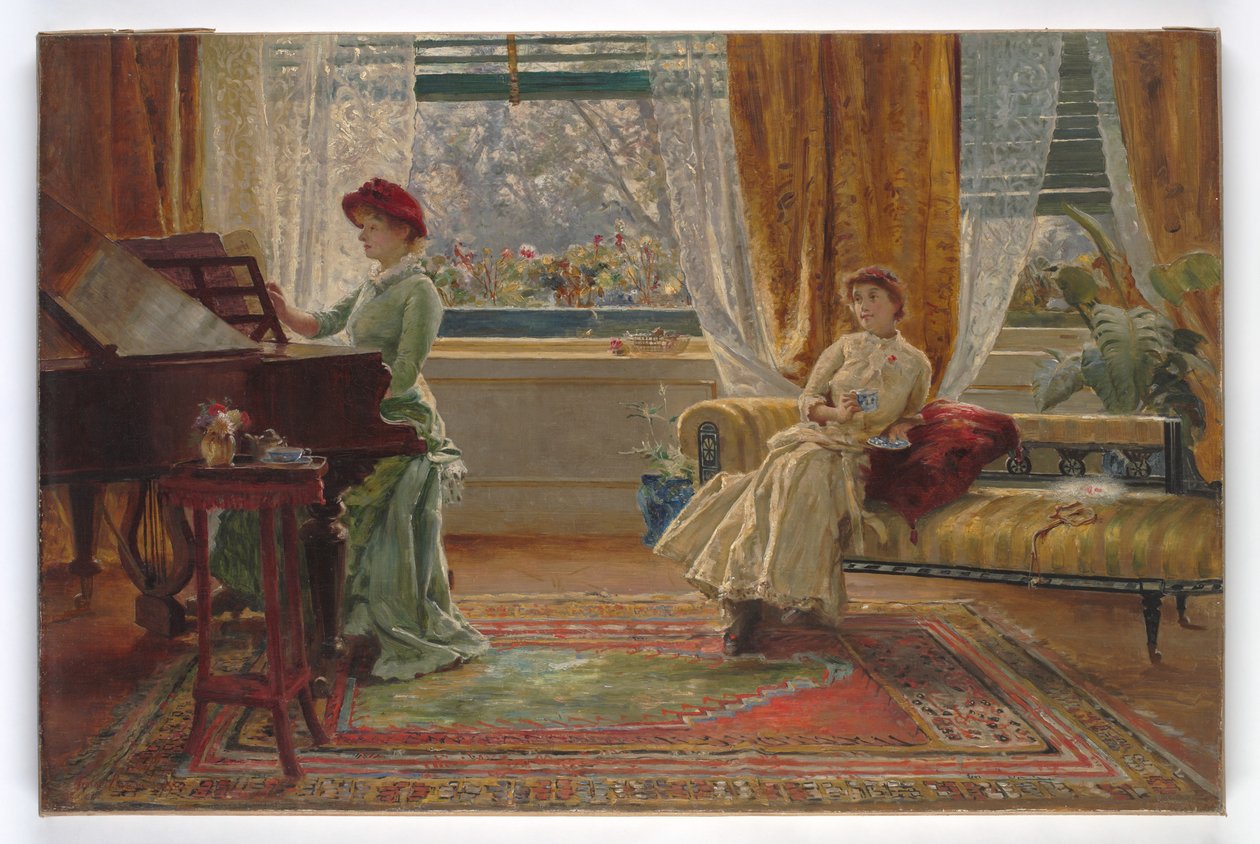 Un interno con due signore, 1880 da A. Trevor Haddon