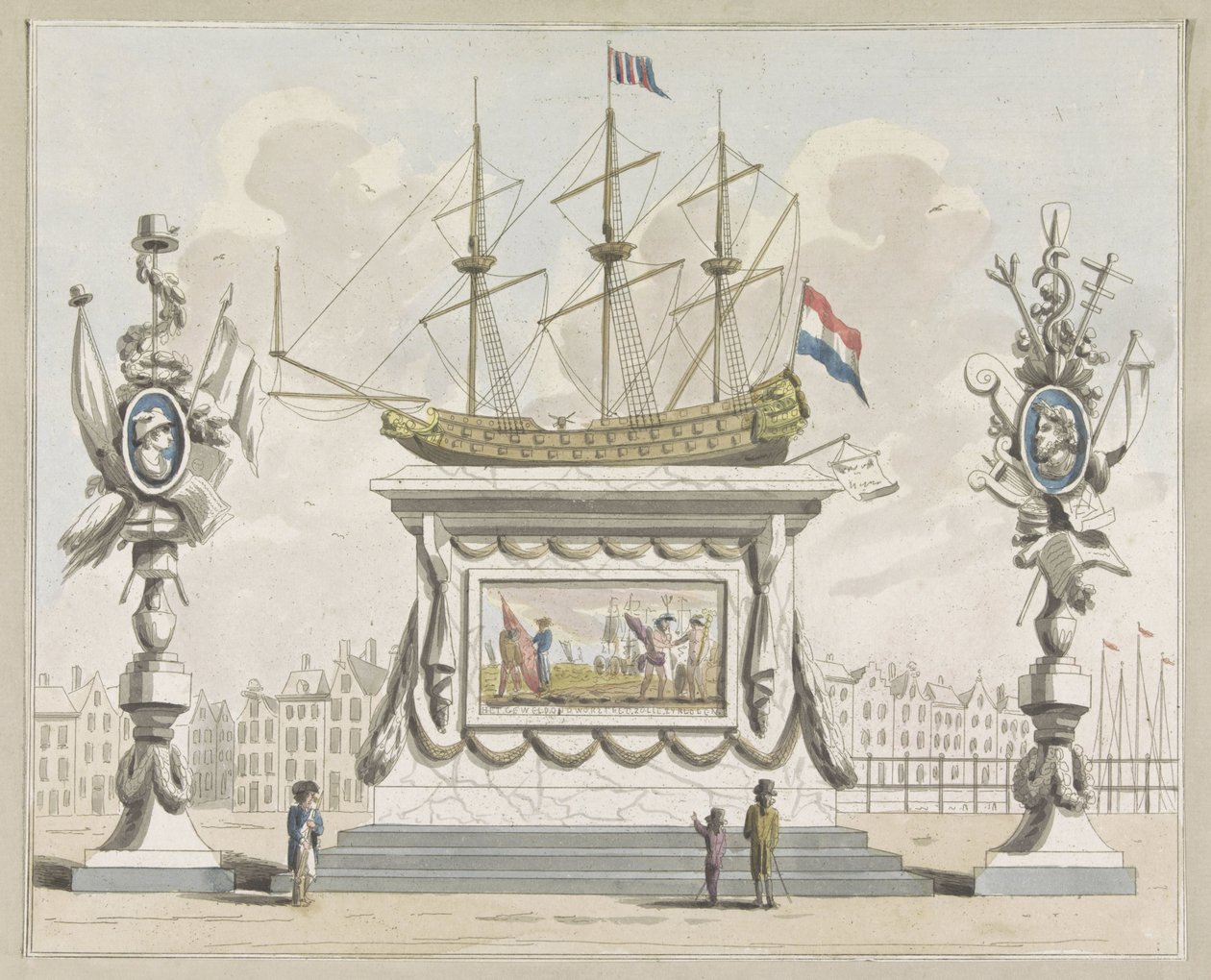Commercio e Navigazione, decorazione al Nieuwmarkt, 1795 da A. Verkerk