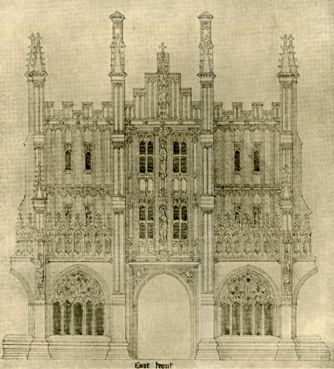Disegno architettonico: fronte est, 1833-1834, 1906 da A. W. N. Pugin