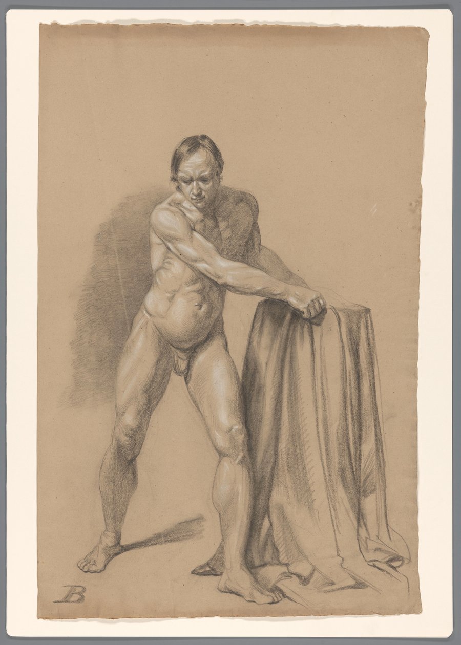Nudo maschile in piedi, visto di fronte da A. Waterloo (attributed to)