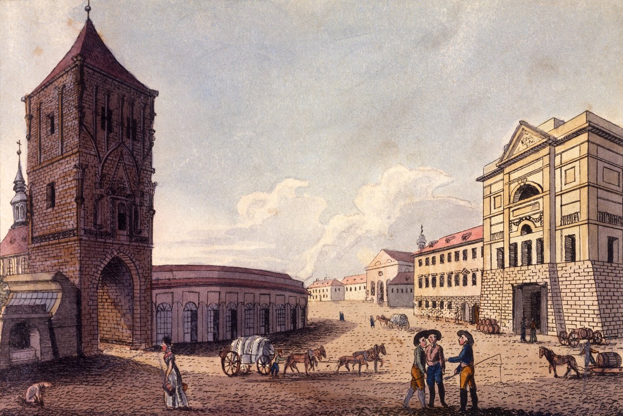 Torre delle Polveri e Dogana Hybern, Praga, c.1810 da A. and Berka, Johann Gustav