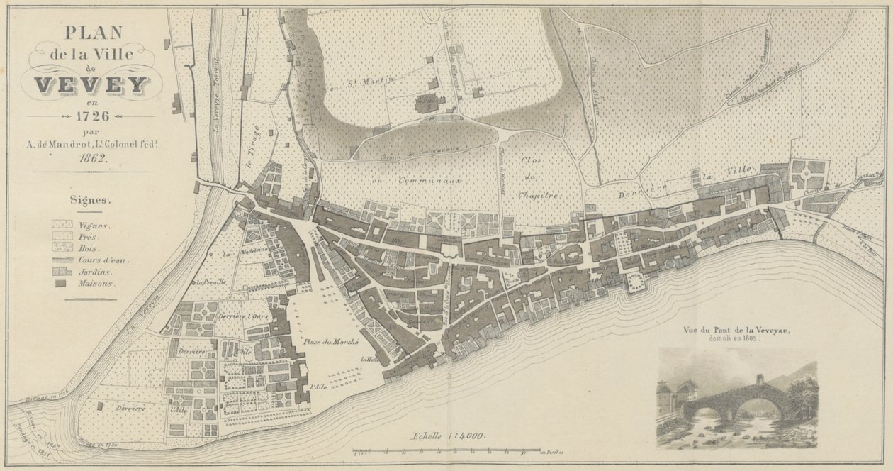 Piano della città di Vevey nel 1726 da A. de Mandrot