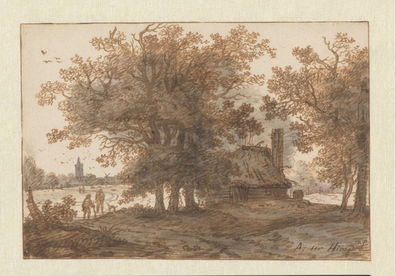 Paesaggio con una casa tra gli alberi da Aarnout ter Himpel
