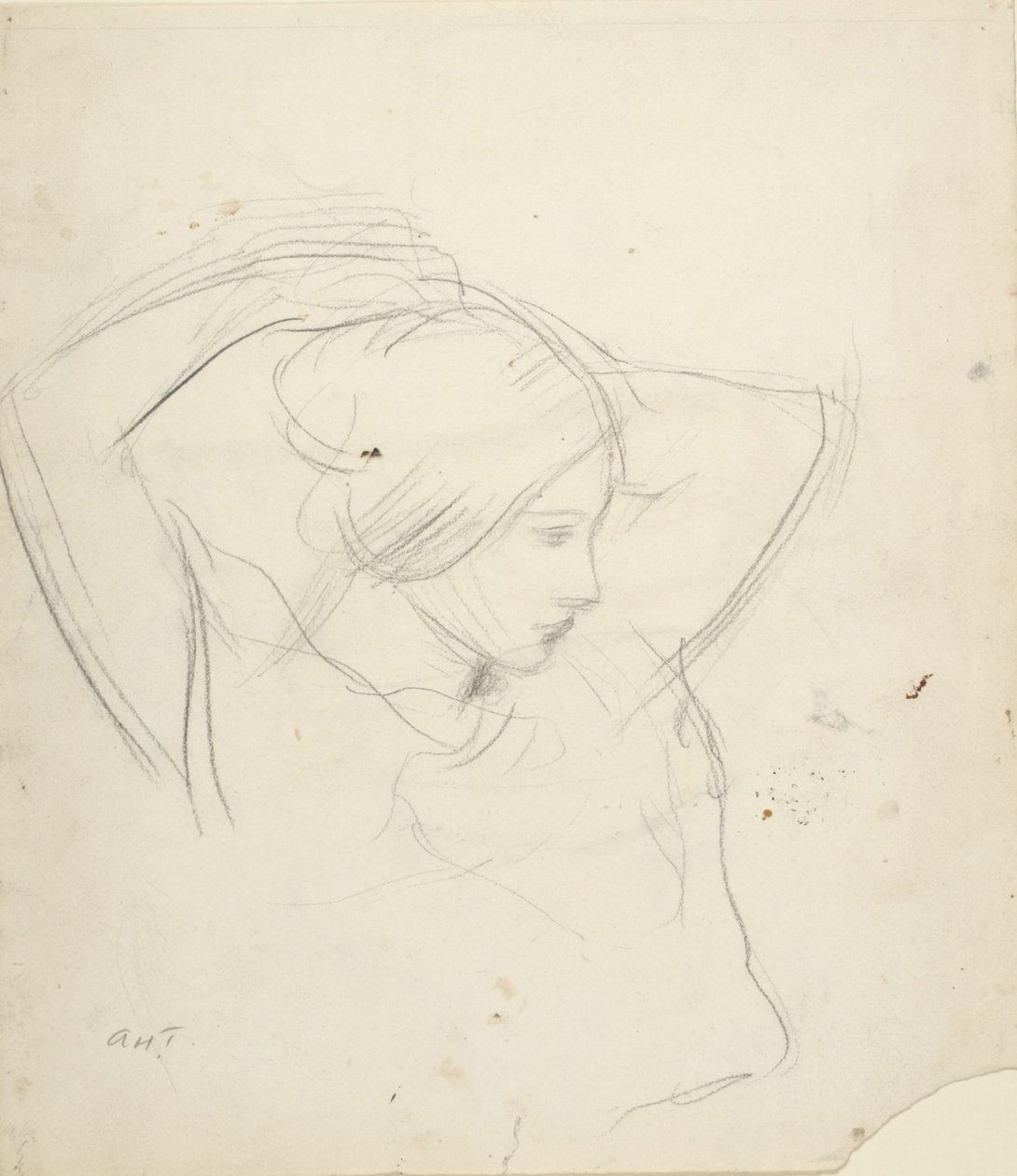 Ragazza che si sistema i capelli da Abbott Handerson Thayer