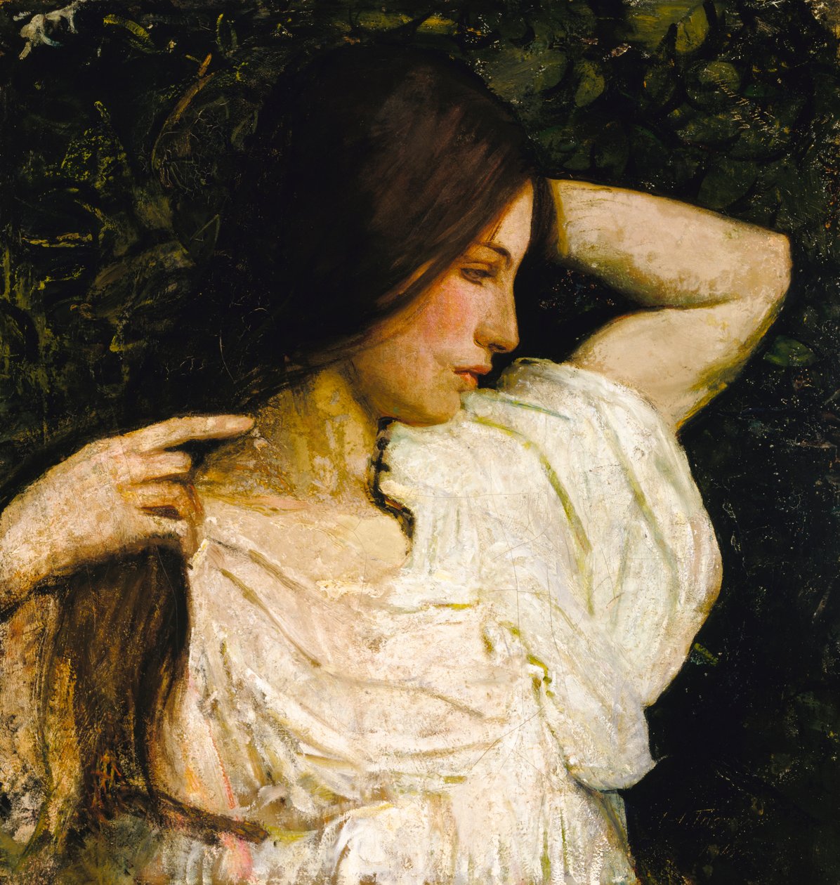 Ragazza che si sistema i capelli, 1918-1919 da Abbott Handerson Thayer