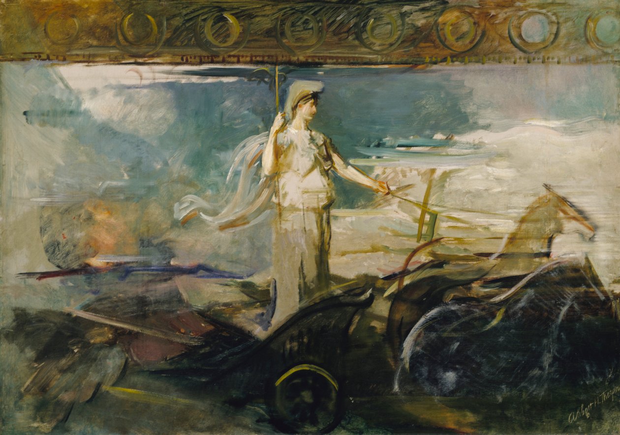 Minerva su un carro, ca. 1894 da Abbott Handerson Thayer