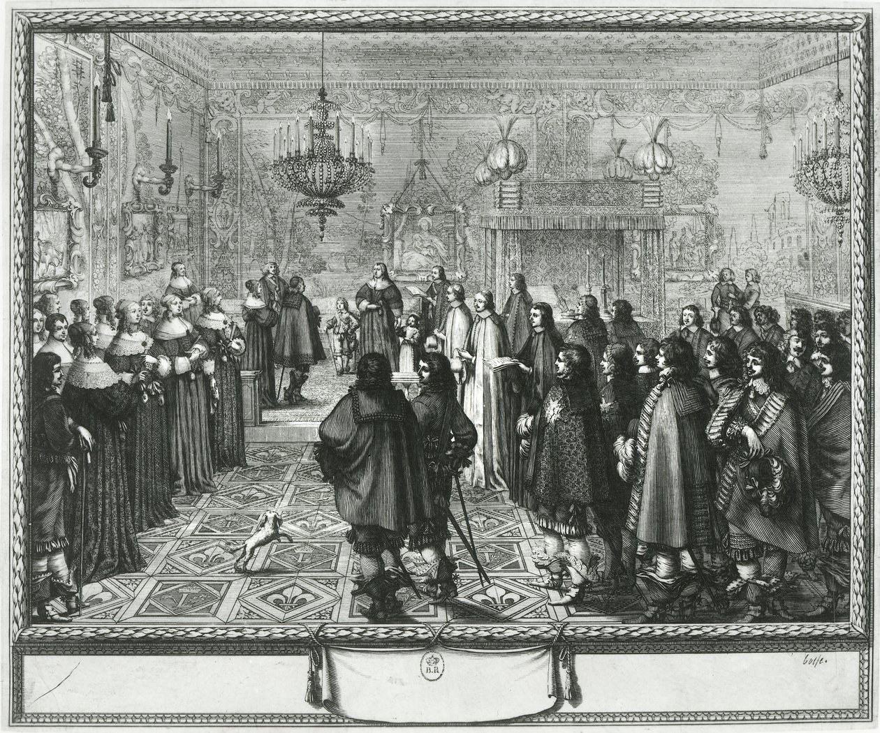 Cerimonia di passaggio del contratto di matrimonio di Wladyslaw IV e Maria Ludwiga Gonzaga a Fontainebleau, 25 settembre 1645 da Abraham Bosse