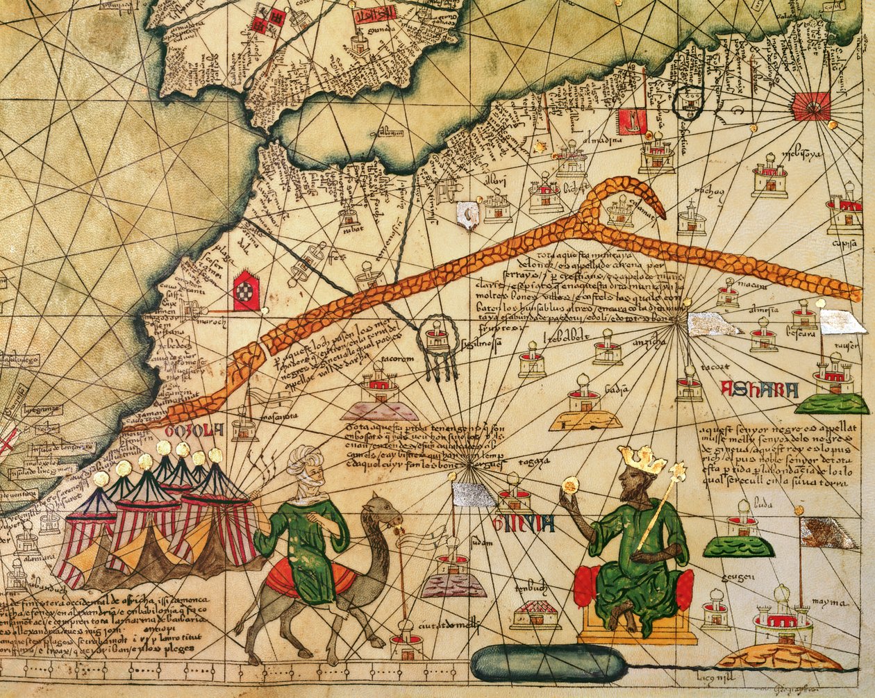 Dettaglio di copia di una mappa catalana dell