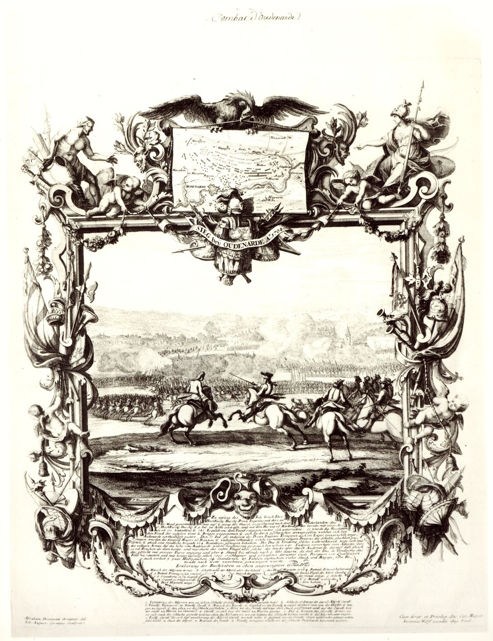 La Battaglia di Oudenaarde, 11 luglio 1708, incisa da Jeremias Wolff e Johann August Corvinus da Abraham Drentwett