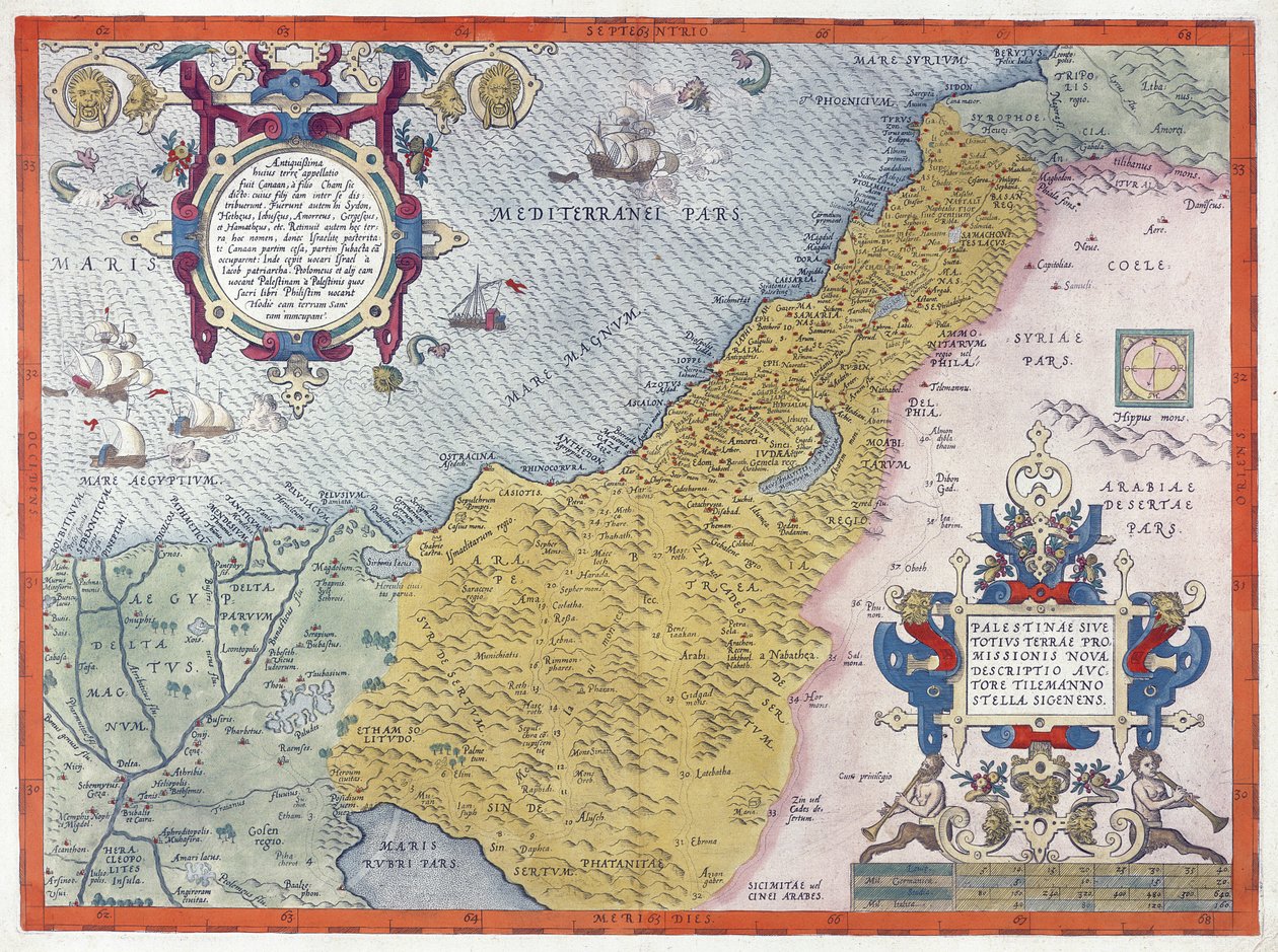 Mappa della Palestina, da Theatrvm Orbis Terrarvm, 1570 da Abraham Ortelius