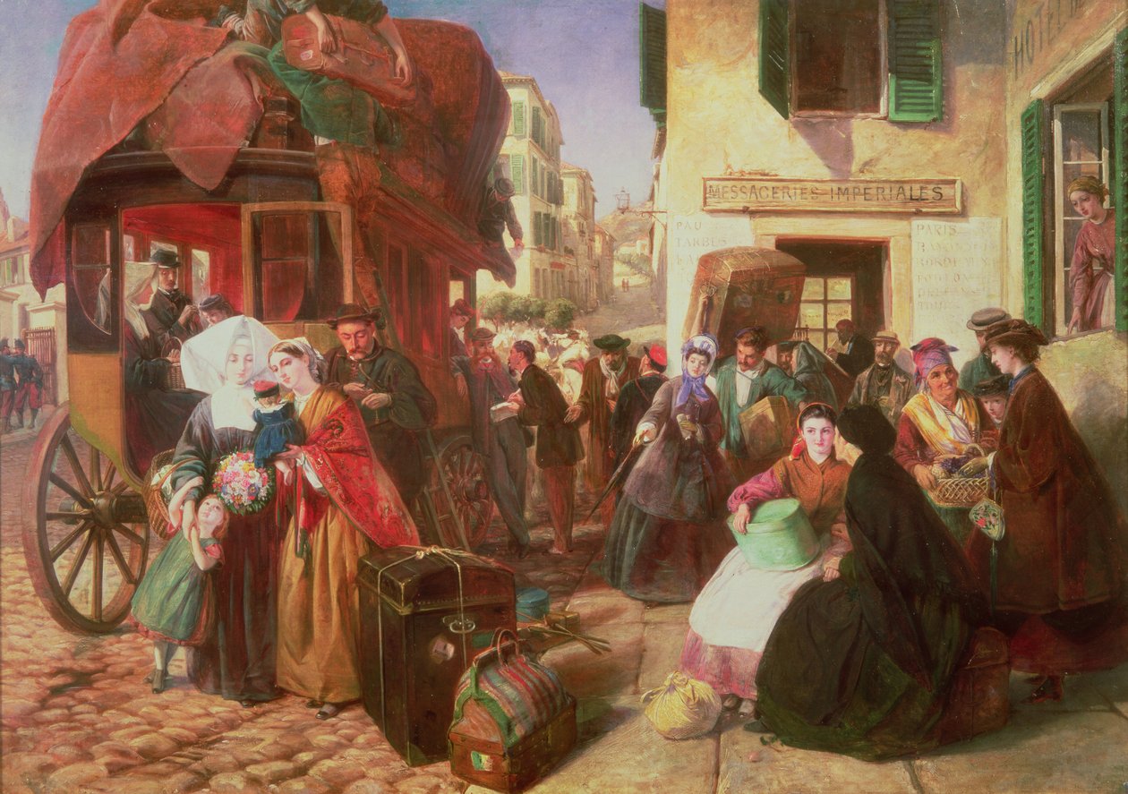 La partenza di una diligenza da Biarritz, 1862 da Abraham Solomon