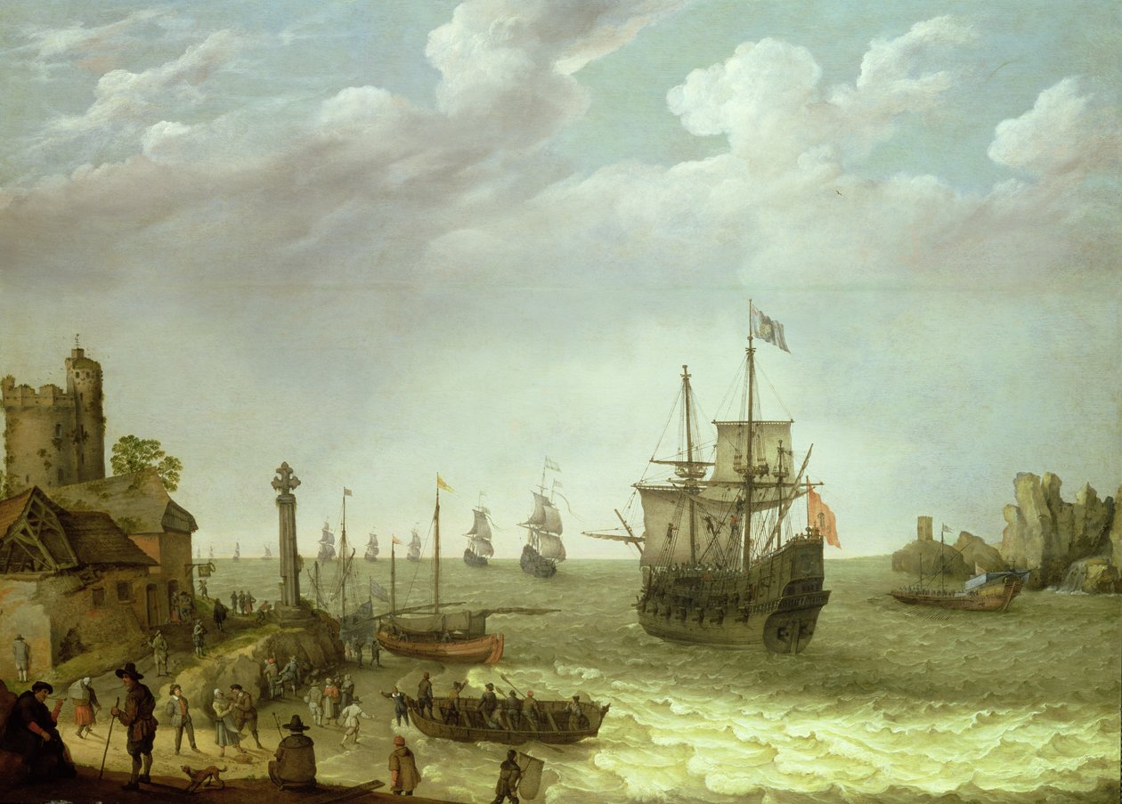 Insediamento su una costa rocciosa con la flotta olandese in avvicinamento, 1640 da Abraham Willaerts