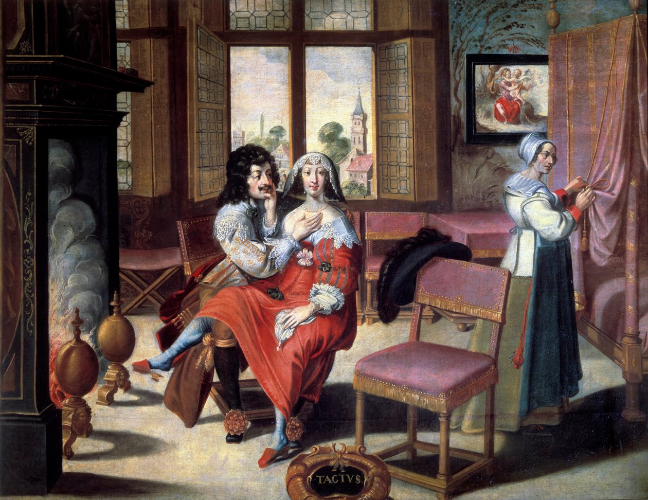 I cinque sensi: il tatto Una coppia che si accarezza. Dipinto di Abraham Bosse (1602-1674) XVII secolo. Tours, Museo delle Belle Arti da Abraham (after) Bosse