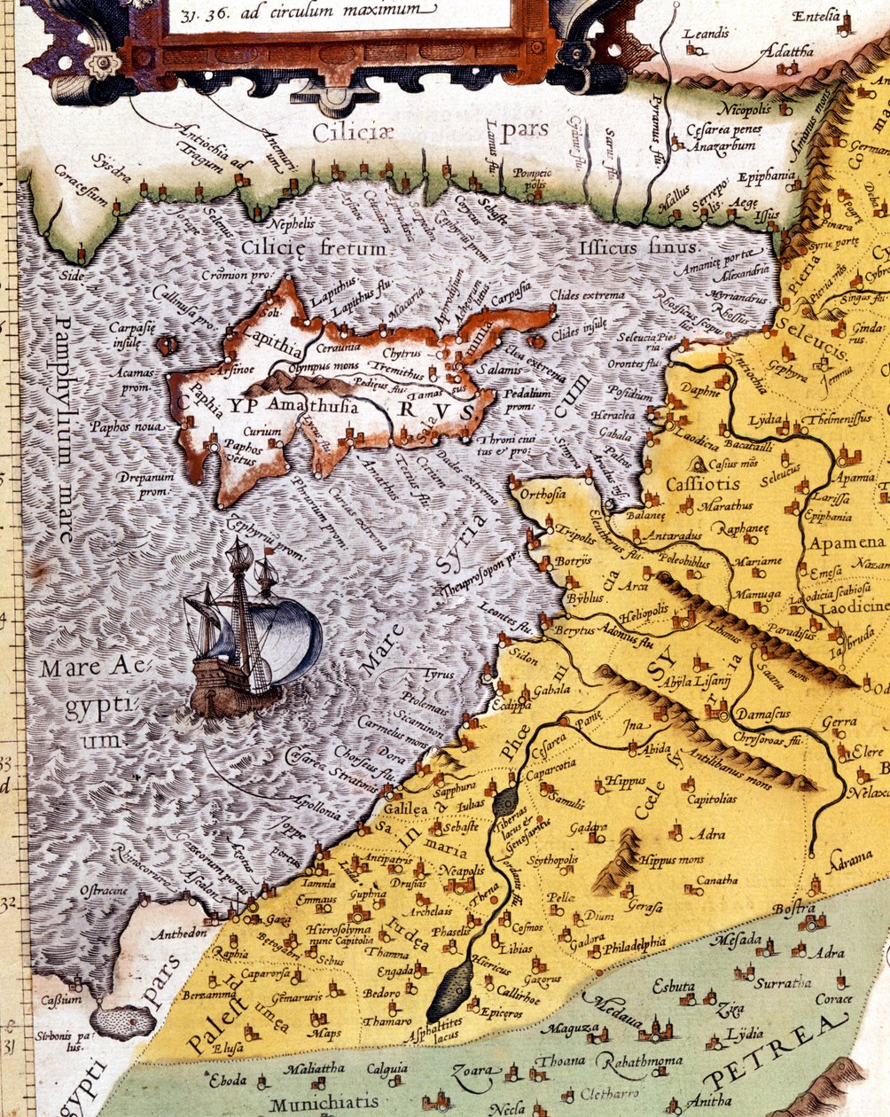 Mappa geografica storica della Palestina secondo l